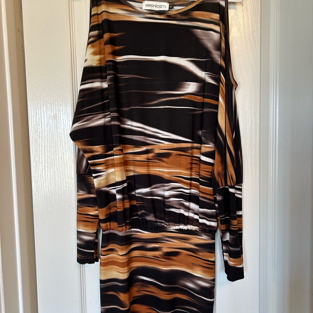 Vionnet Black and Brown Patterned Dress
